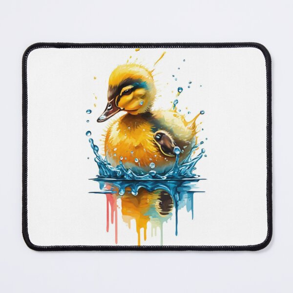 Item preview, transparent white background, clear lines, very detailed, funny watercolor scene with little ducklings splashing in a puddle, joyful, vivid, cute, watercolor, natural daylight, vivid color palette, designed and sold by gulka8.