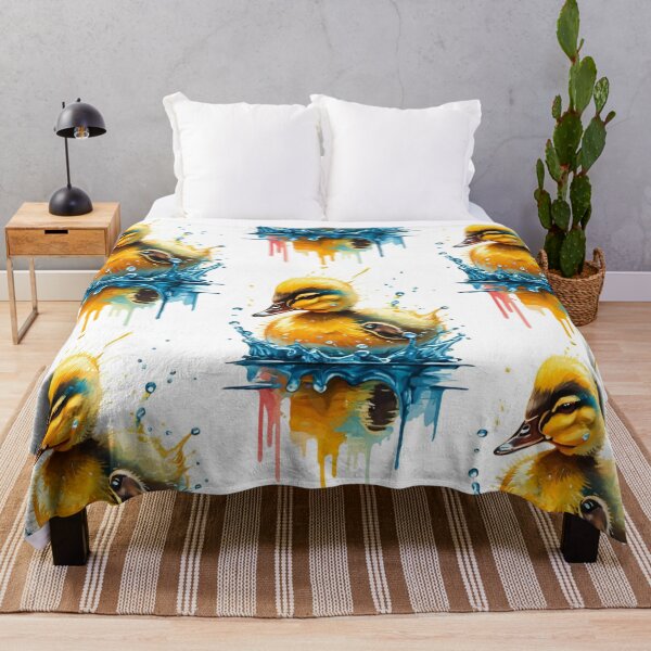 Item preview, transparent white background, clear lines, very detailed, funny watercolor scene with little ducklings splashing in a puddle, joyful, vivid, cute, watercolor, natural daylight, vivid color palette, designed and sold by gulka8.