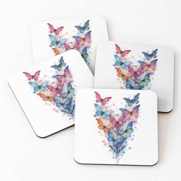 Item preview, butterflies forming a heart shape, romantic, elegant, whimsical, watercolor, soft diffused lighting, pastel color palette designed and sold by gulka8.