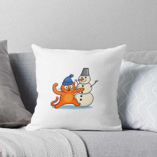 Item preview, Winter Fun – Cat and Snowman Cartoon designed and sold by YokoByIngoErno.