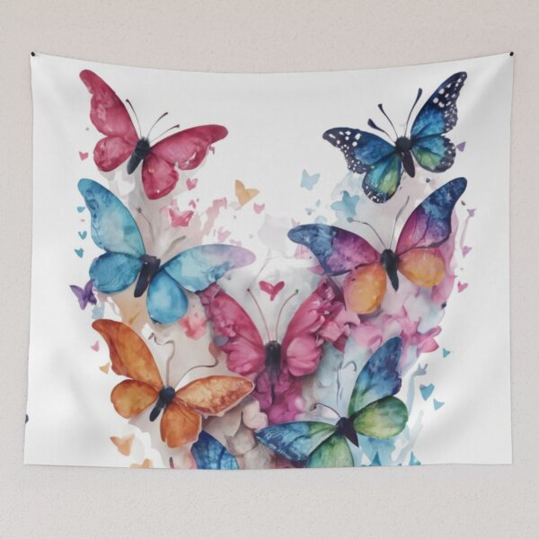 Item preview, butterflies forming a heart shape, romantic, elegant, whimsical, watercolor, soft diffused lighting, pastel color palette designed and sold by gulka8.
