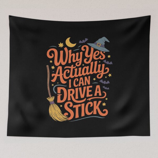 Item preview, Why Yes Actually I Can Drive A Stick Halloween Witch  designed and sold by BeetleMalon.