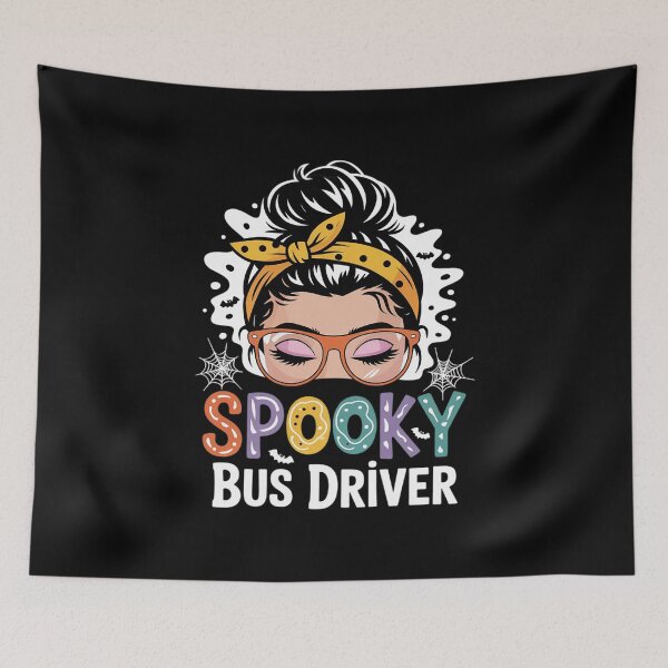 Item preview, Womens Messy Bun Halloween Costume One Spooky Bus Driver  designed and sold by BeetleMalon.