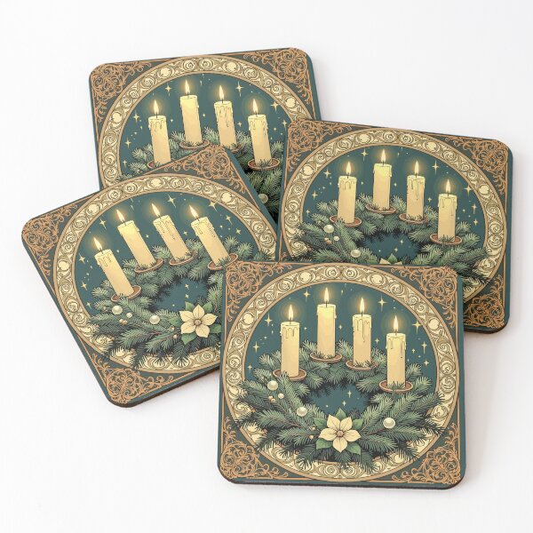 Item preview, Advent Hope, Peace, Joy, and Love Art Nouveau Vintage Christmas designed and sold by taiche.