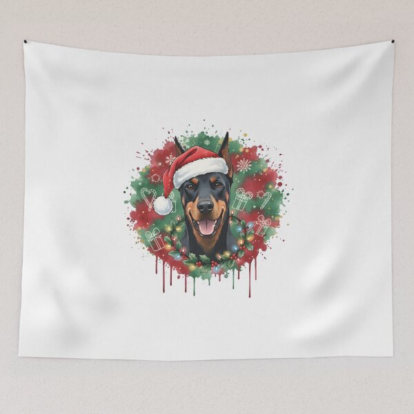 Item preview, Doberman Pinscher  | Christmas Colorful Watercolor Design #1 designed and sold by MatsurexDesigns.