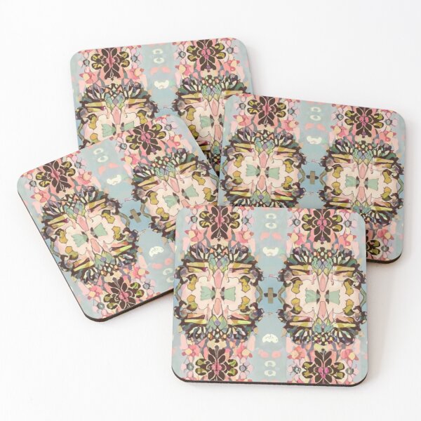 Item preview, Fashionable symmetrical pattern + summer collection, butterflies and flowers, illustration, beautiful picture, pastel colors, gray background designed and sold by gulka8.