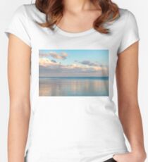 Glossy Rose Gold and Sapphire Blue - Waterside Relaxation Zone Women's Fitted Scoop T-Shirt