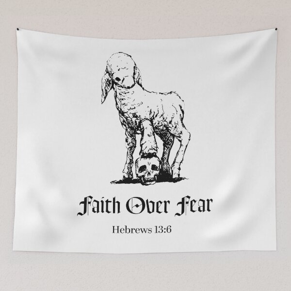 Item preview, Faith Over Fear Dark Biblical Skull Art designed and sold by Streetwear Clothing | Fit Life.