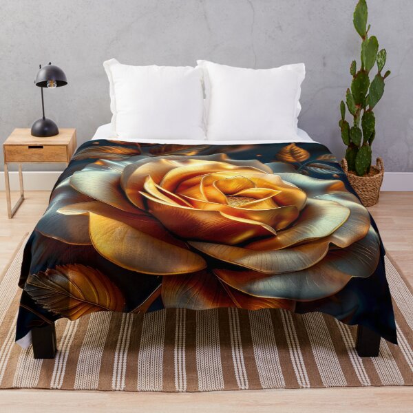 Item preview, Golden Fantasy Rose — Dark Blue and Gold Digital Painting with Pearls and Luxury Details designed and sold by MargaretWiktor.