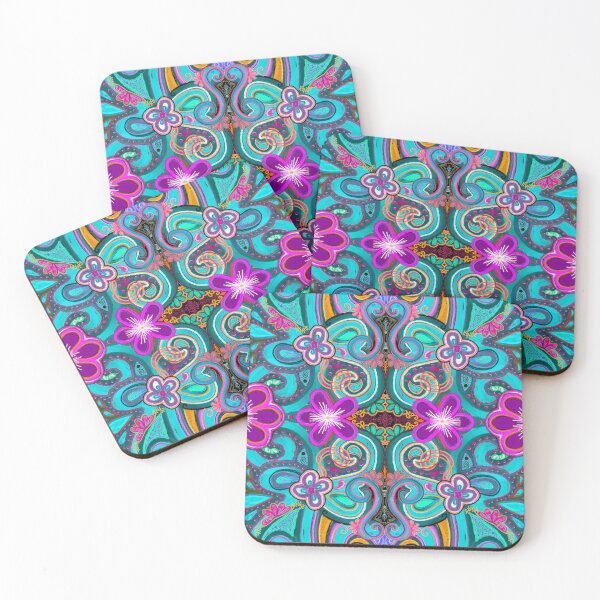 Item preview, Aqua Blue Purple Black Filigree and Flowers Painted by Kristi Duggins designed and sold by Kristi Duggins.
