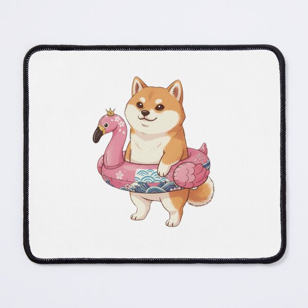 Item preview, Shiba inu flamingo floatie cute kawaii summer swimming pink designed and sold by CheeseBlueprint.