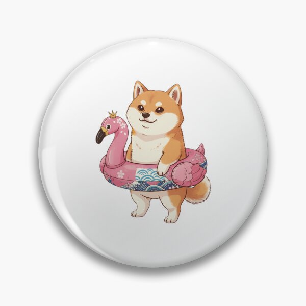 Item preview, Shiba inu flamingo floatie cute kawaii summer swimming pink designed and sold by CheeseBlueprint.