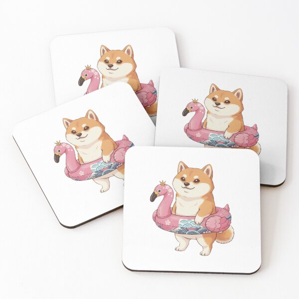 Item preview, Shiba inu flamingo floatie cute kawaii summer swimming pink designed and sold by CheeseBlueprint.