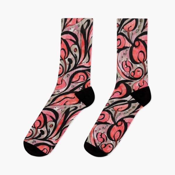 Item preview, Minimalist ink drawing style, colorful pink and black, background is transparent, vanishing point on white paper, smooth repeating pattern, single line art, dynamic design, watercolor p designed and sold by gulka8.