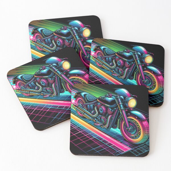 Item preview, Neon Cyberpunk Motorcycle – Retro Futuristic Speed Machine designed and sold by Dogandesighn.