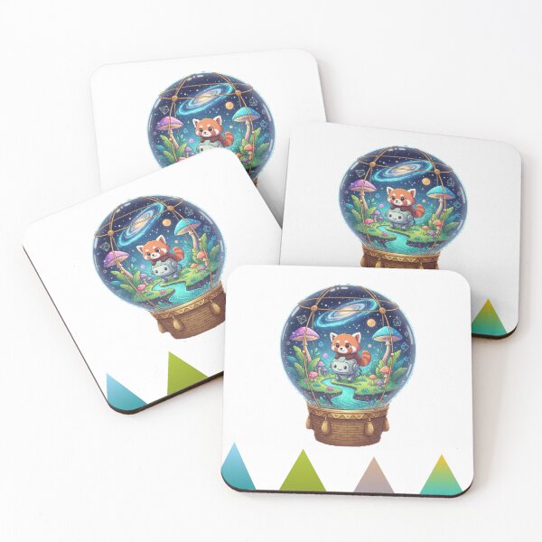Item preview, JungleNauts: Cute Red Panda & Robot Space Globe Art designed and sold by Ahilwani.