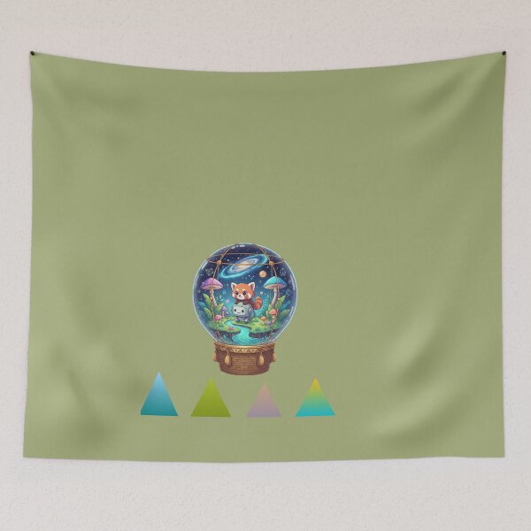 Item preview, JungleNauts: Cute Red Panda & Robot Space Globe Art designed and sold by Ahilwani.