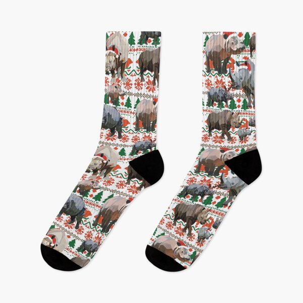 Artikelvorschau, R wie Nashorn-Weihnachten, Weihnachts-Nashorn | Festliches Design für Wildtier- und Tierliebhaber entworfen und verkauft von PrettylittlepastelUk.