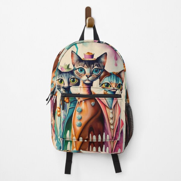 Item preview, a caricature of a group of Cats in vivid watercolors, dripping with exaggeratedly long necks. fading edges to white page., painting, fashion, illustration, vibrant, conceptual art designed and sold by gulka8.