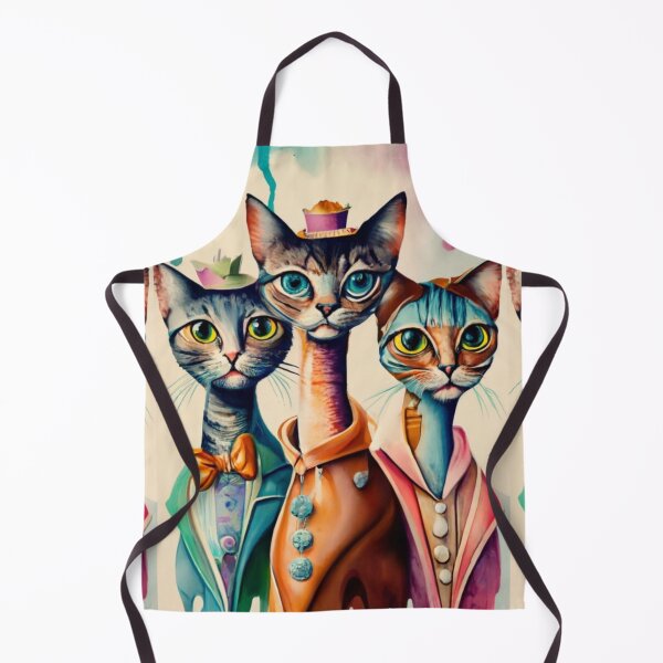 Item preview, a caricature of a group of Cats in vivid watercolors, dripping with exaggeratedly long necks. fading edges to white page., painting, fashion, illustration, vibrant, conceptual art designed and sold by gulka8.