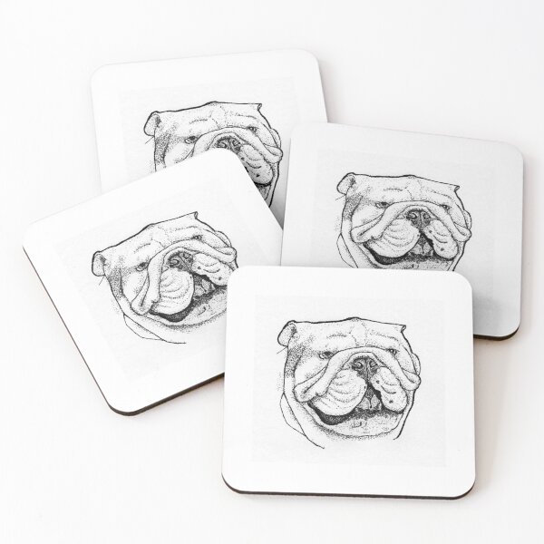 Item preview, English Bulldog Stippling Art | Black and White Dog Portrait designed and sold by wbhny.