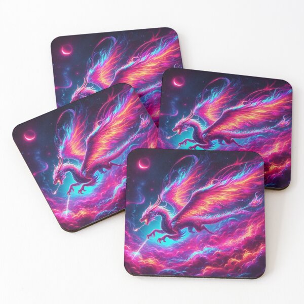 Item preview, Lucent Inferno – Neon Fire Dragon in Cosmic Flames designed and sold by DreamArt Creations.