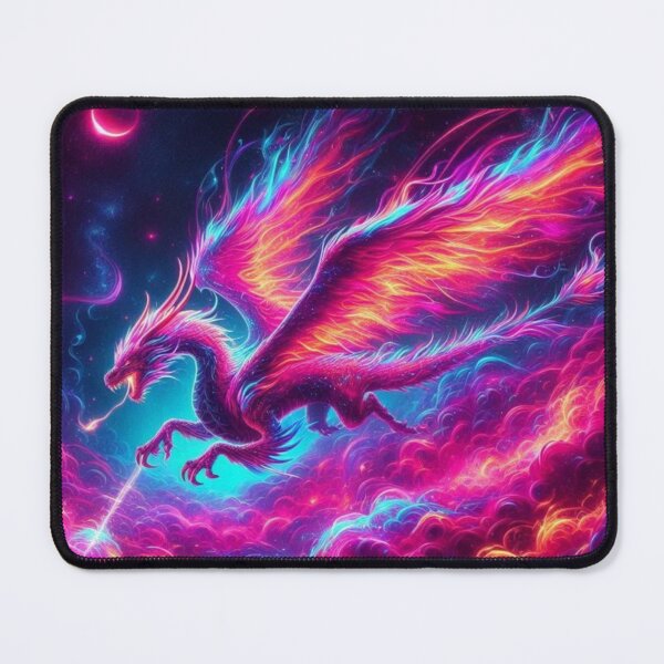 Item preview, Lucent Inferno – Neon Fire Dragon in Cosmic Flames designed and sold by DreamArt Creations.