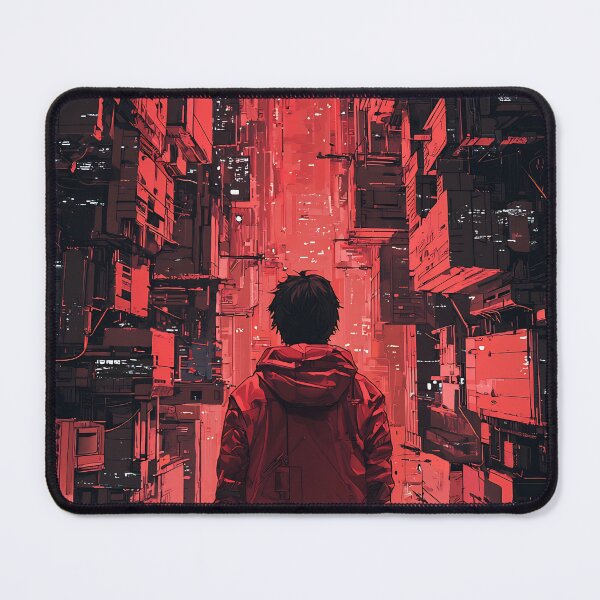 Item preview, A Vibrant Red Cyberpunk Cityscape | Neon Dystopia Sci-Fi Anime Alley designed and sold by MetroEnvision.