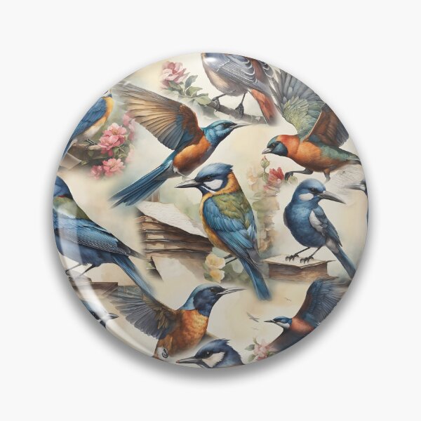 Item preview, Intricate Pattern of Orange-Blue Birds | Vintage Background designed and sold by UnhingedBird.