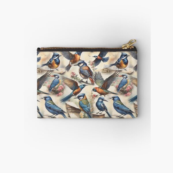 Item preview, Intricate Pattern of Orange-Blue Birds | Vintage Background designed and sold by UnhingedBird.