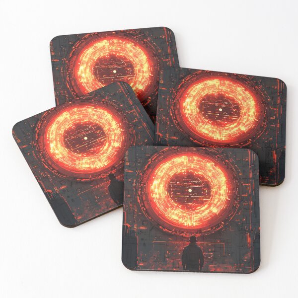 Item preview, Red Energy Cyberpunk Portal Gateway | Sci-Fi Industrial Dark Future Art designed and sold by MetroEnvision.