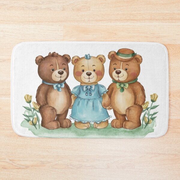 Item preview, teddy bear, bear, blue,Teddy bears in , watercolor made with pen and ink. image of 3 teddy bears.beautiful children's illustration, 3D rendering designed and sold by gulka8.