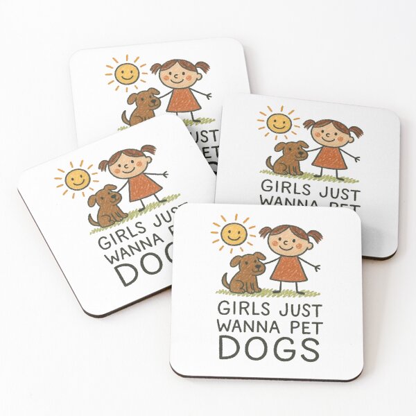 Item preview, Girls Just Wanna Pet Dogs – Cute Naive Line Art Design for Dog Lovers designed and sold by The Zoomie Collective.