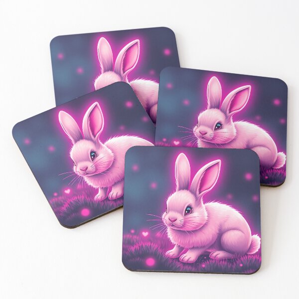 Artikelvorschau, Neon Glow Bunny - Entzückende futuristische Kaninchen-Fantasiekunst entworfen und verkauft von FusionCipher.