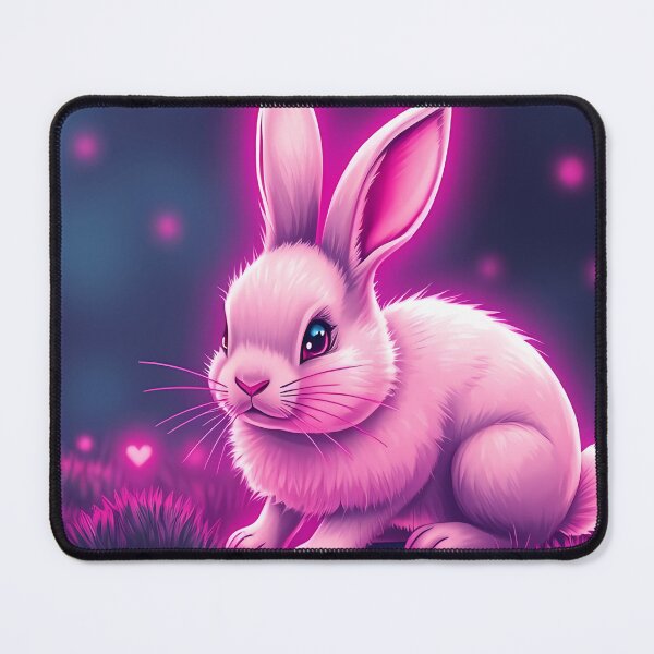 Aperçu de l'œuvre Lapin néon lumineux – Adorable lapin futuriste fantastique créée et vendue par FusionCipher.