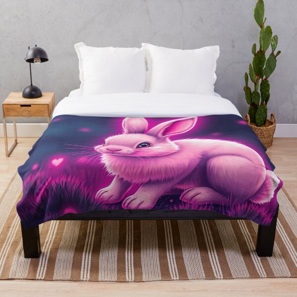 Item preview, Neon Glow Bunny - Adorable Futuristic Rabbit Fantasy Art designed and sold by FusionCipher.