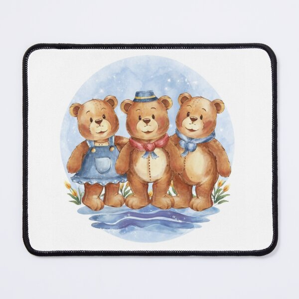 Item preview, Teddy bears in , watercolor made with pen and ink. image of 3 teddy bears.beautiful children's illustration, 3D rendering designed and sold by gulka8.