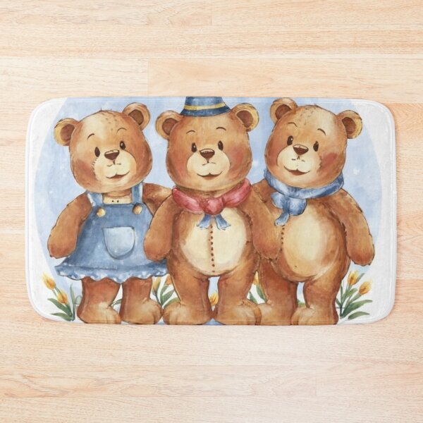 Item preview, Teddy bears in , watercolor made with pen and ink. image of 3 teddy bears.beautiful children's illustration, 3D rendering designed and sold by gulka8.