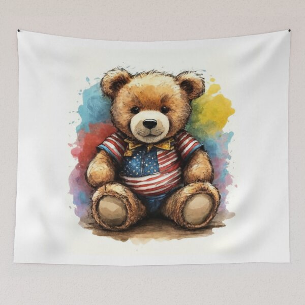 Item preview, Teddy bear made in the USA, watercolor made with pen and ink. Living room elements., 3D rendering designed and sold by gulka8.