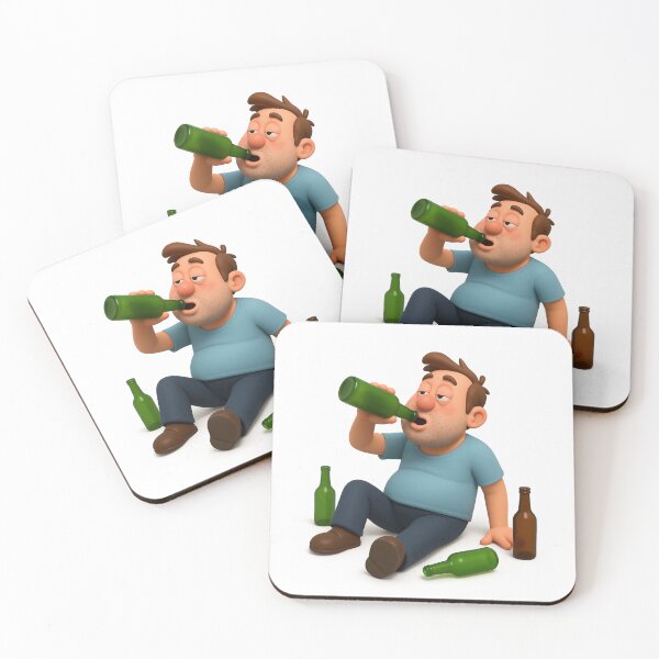 Item preview, Funny Drunk Man Cartoon 3D designed and sold by EfraimFunArt.