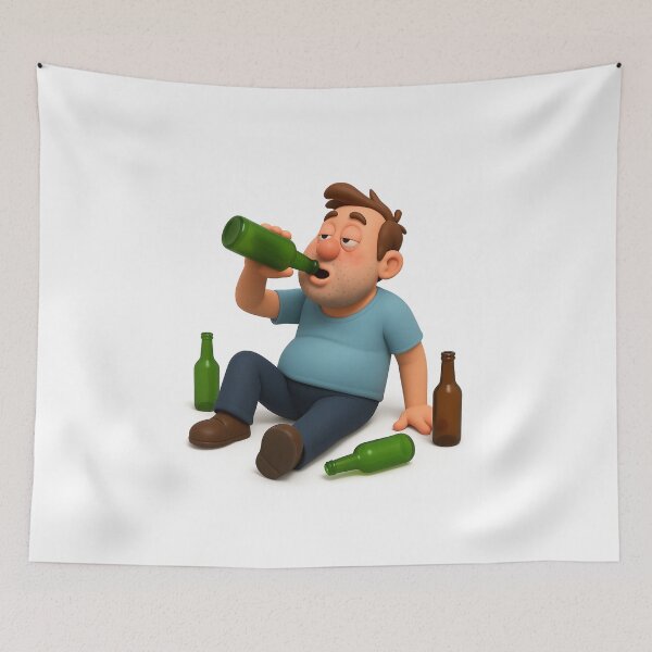 Item preview, Funny Drunk Man Cartoon 3D designed and sold by EfraimFunArt.
