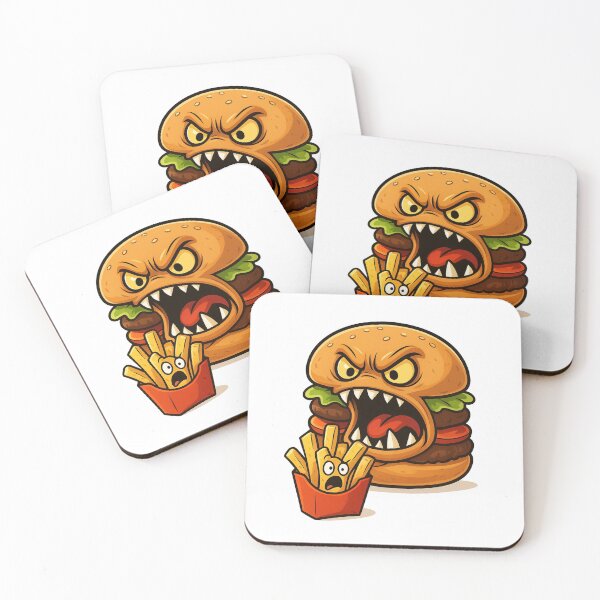 Item preview, Angry Monster Burger with Scared Fries Cartoon Illustration designed and sold by EfraimFunArt.