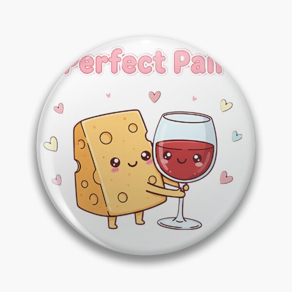 Item preview, Perfect Pair: Cute Cheese & Wine Kawaii Hug Cartoon designed and sold by Scorpio Art.