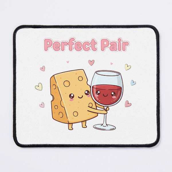 Item preview, Perfect Pair: Cute Cheese & Wine Kawaii Hug Cartoon designed and sold by Scorpio Art.