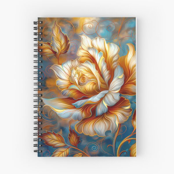 Item preview, Golden Blue Rose on Dark Teal  – Vibrant Fantasy Floral Art designed and sold by MargaretWiktor.