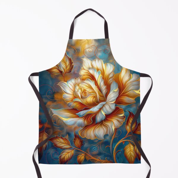 Item preview, Golden Blue Rose on Dark Teal – Vibrant Fantasy Floral Art designed and sold by MargaretWiktor.