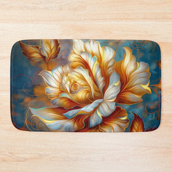 Item preview, Golden Blue Rose on Dark Teal  – Vibrant Fantasy Floral Art designed and sold by MargaretWiktor.
