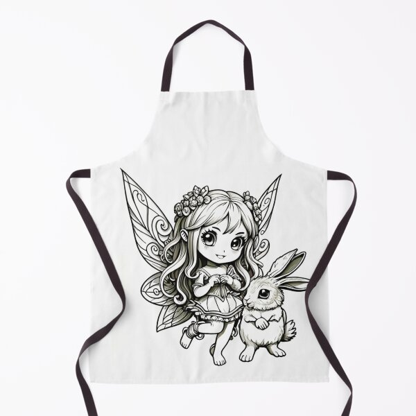 Item preview, Coloring pages, black ink line work, vector image! Chibi Fairy with her fluffy rabbit friend!, conceptual art, 3d render, cinematic, dark fantasy designed and sold by gulka8.