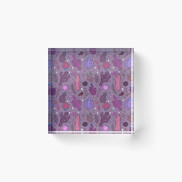 Item preview, Whimsical Desert Cactus Pattern | Purple Boho Prickly Pear & Saguaro Seamless Design designed and sold by annebmeadows.