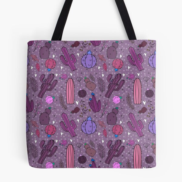 Item preview, Whimsical Desert Cactus Pattern | Purple Boho Prickly Pear & Saguaro Seamless Design designed and sold by annebmeadows.
